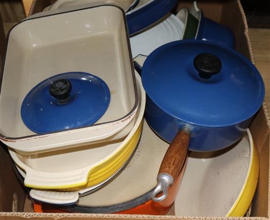 A quantity of Le Creuset pans etc.